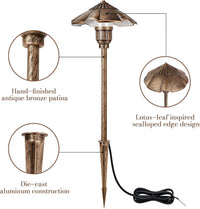 Outdoor Landscape Lighting LED 12V Low Voltage ALP04 4- and 6-Pack 12V Low Voltage 5W 200LM 2900K Warm White LED Landscape Lighting, Oil-Rubbed Bronze Umbrella Pathway Light Package, Die-Cast Aluminum, IP65 Waterproof