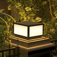 CPLA04 Modern Pillar Lamp Post Light with Tempered Glass Shade Fence Deck Cap Lantern with E26 9W 3000K 110V AC Line Voltage Stainless Steel LED IP55 Waterproof, Electric-Powered, Low-Voltage E26 LED Compatible