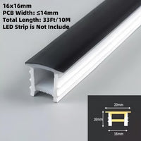 SC01 Black Silicone LED Channel with Flange Recessed Flexible Tube Cover 33ft/10M Roll