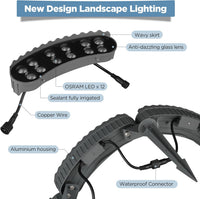 Outdoor Landscape Lighting LED 12V Low Voltage CDA72 72W DC 24V Low Voltage 3000K Warm White LED Outdoor Aluminum Outdoor Ring Tree Lights Landscape Lighting with Transformer Included Additional 1 piece only for expansion