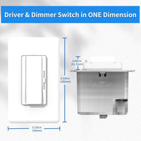 Outdoor Landscape Lighting LED 12V Low Voltage Dimmer and Driver Switch 2-in-1, 96W DC24V LED Driver + Dimmer, UL Listed Class 2, Mini On/Off Dimmer Power Supply for LED Strip Lights, Low Voltage Lighting, FCC & CE Certified