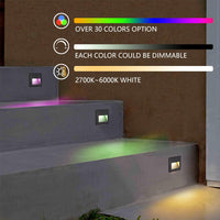 STRA06 6-Pack 4W 12V RGB LED 2700K-6000K. 5-Inches Low Voltage LED Outdoor Deck Lights Package, Step Horizontal Patio Landscape Lights with Remote Control