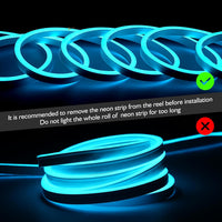 SLNR12 Dotless Neon RGB LED Strip Light 110V IP65 Outdoor Rated Dimmable High Voltage Silicone Strip Light Screws, Mounting Aluminum Clamps, End Cap, Screws, Remote Control and Power Cable