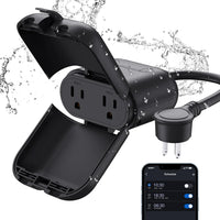 Outdoor Smart Plug 15A Wi-Fi Outlet Timer Compatible with Alexa and Google Assistant IP66 Waterproof