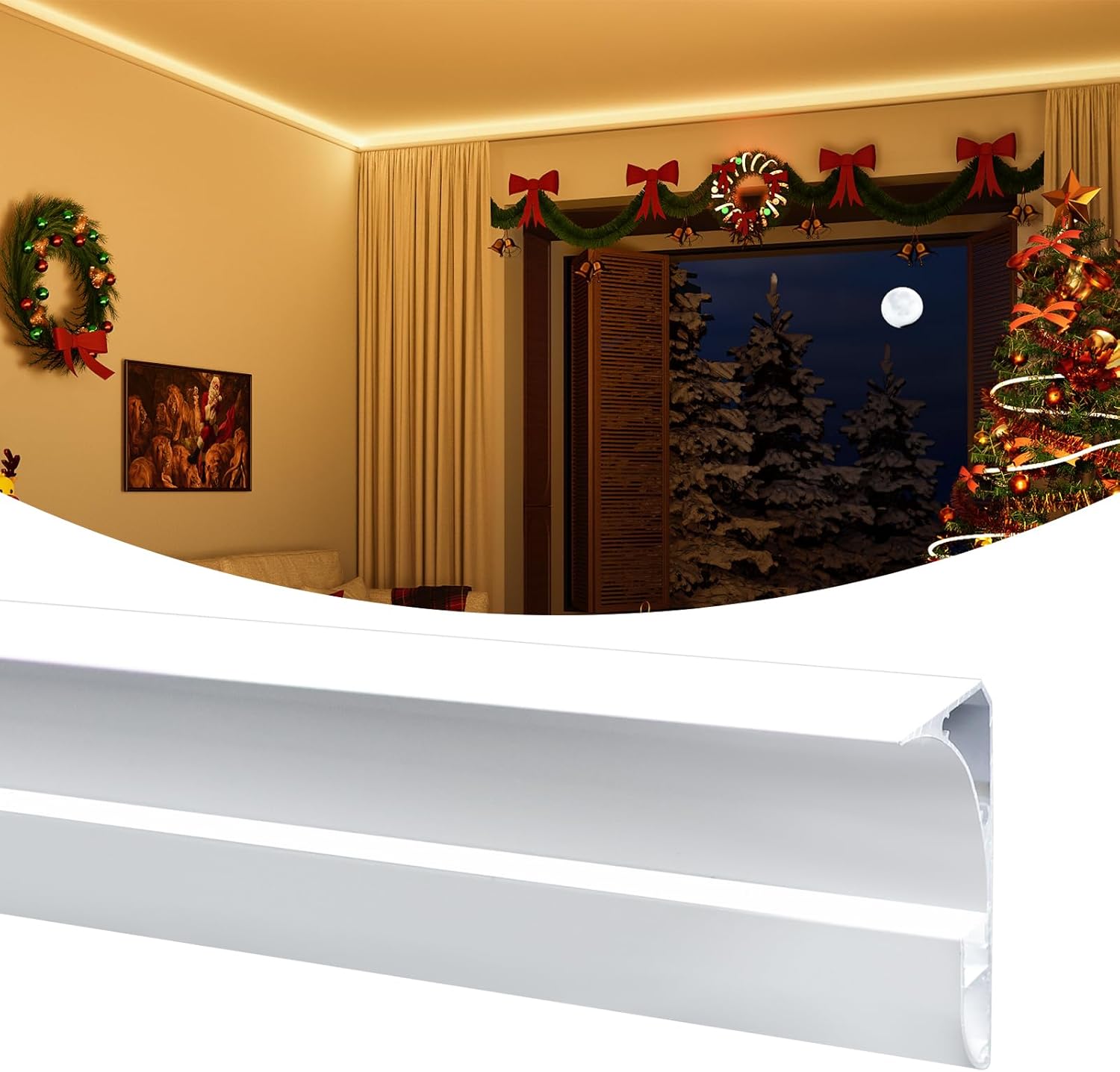 AC02 Aluminum Channel Crown Moulding Trim with Diffuser 5-Pack 3.3FT/1M (5M) For Strip Lights