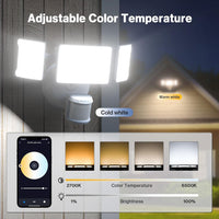 65W Wired Smart Wi-Fi Outdoor LED Flood Light, 120V 2700K-6500K Tunable Security Light 6500LM, IP65 Compatible with Alexa/Google Home