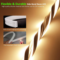 Outdoor Landscape Lighting LED 12V Low Voltage SLN01 Dotless COB Neon LED 16.4FT (5M) Strip Light DC24V 2.44W/ft IP67 4x10mm Outdoor Rated Dimmable Low Voltage Silicone Strip Light