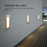 STSH01 Line Voltage 120V Outdoor Recessed Brick Wall Light 3W 3000K Warm White Integrated LED Step/Stair Lighting Fixture