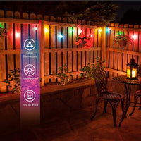 SLR104 50ft Adjustable Connector LED RGBW Bistro String Lights RGBW Color Changing Outdoor Weatherproof 12V 3W E10 B9 10pcs Bulbs