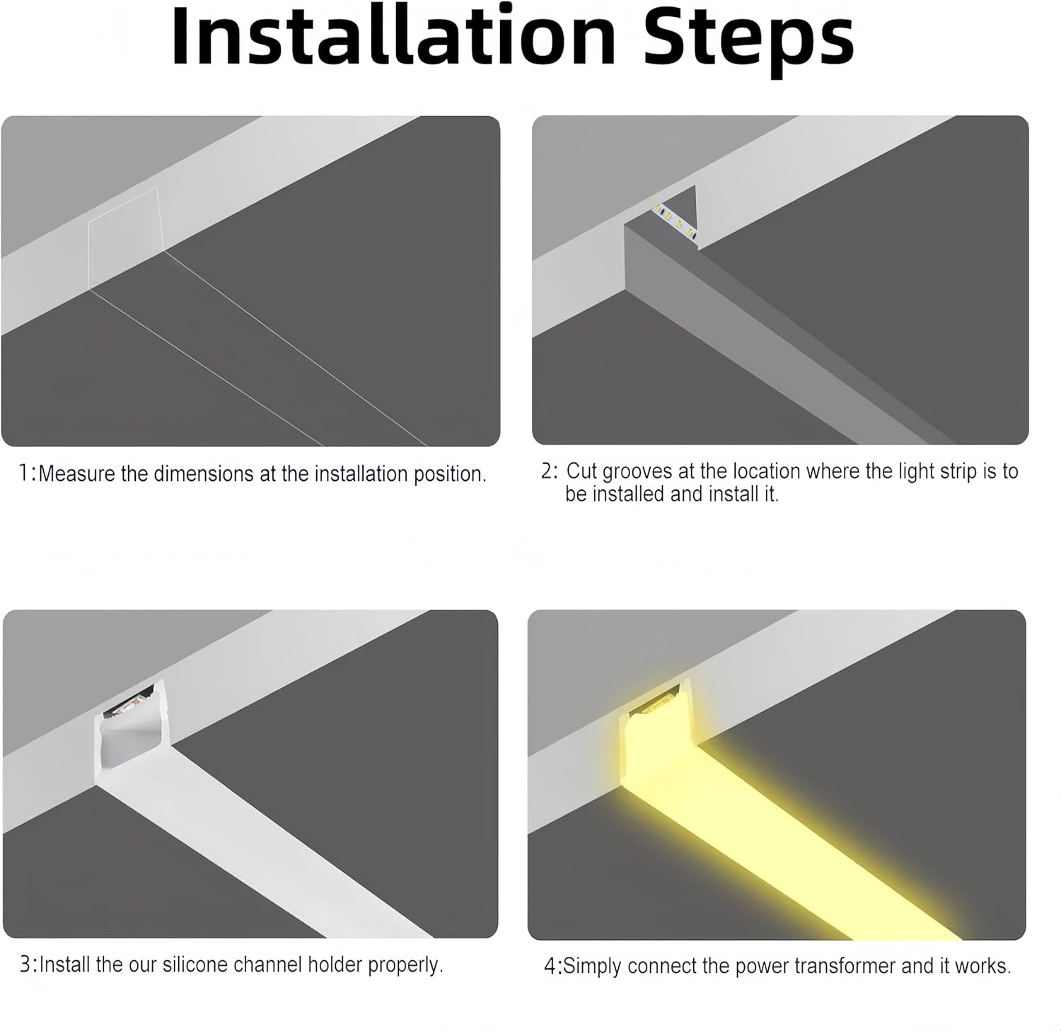 Led Conduit Usps SC01 Black Silicone LED Channel with Flange Recessed Flexible Tube Cov