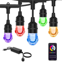 SLR100 LED RGBW Smart Bistro String Lights Cambio de color al aire libre Resistente a la intemperie 12V Bombillas Edison