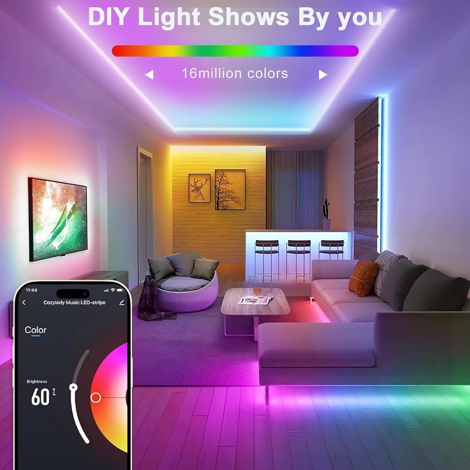 SLNR05 Dotless COB Smart Bluetooth RGB Neon LED Strip Light 8mmx12mm D