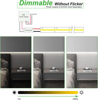 SLD13 Dotless Linear LED Dimmable, 6.1W/ft 16.4ft COB Strip Lights IP65 Low Voltage DC 24V Diffused Tape Light