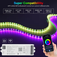 WB5 LED Strip Light 5 in 1 Tuya Controller Compatible with Alexa and Google Assistant, for Dimming CCT RGB RGBW RGBCCT