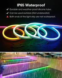 SLNR04 DC 12V/24V Dotless Color Neon RGB+IC LED Strip Light Indoor and Outdoor Rated Dimmable Low Voltage Rope Light