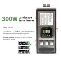 Transformador de bajo voltaje STS300 300W Digital 12V, 15V con fotocélula y temporizador IP65