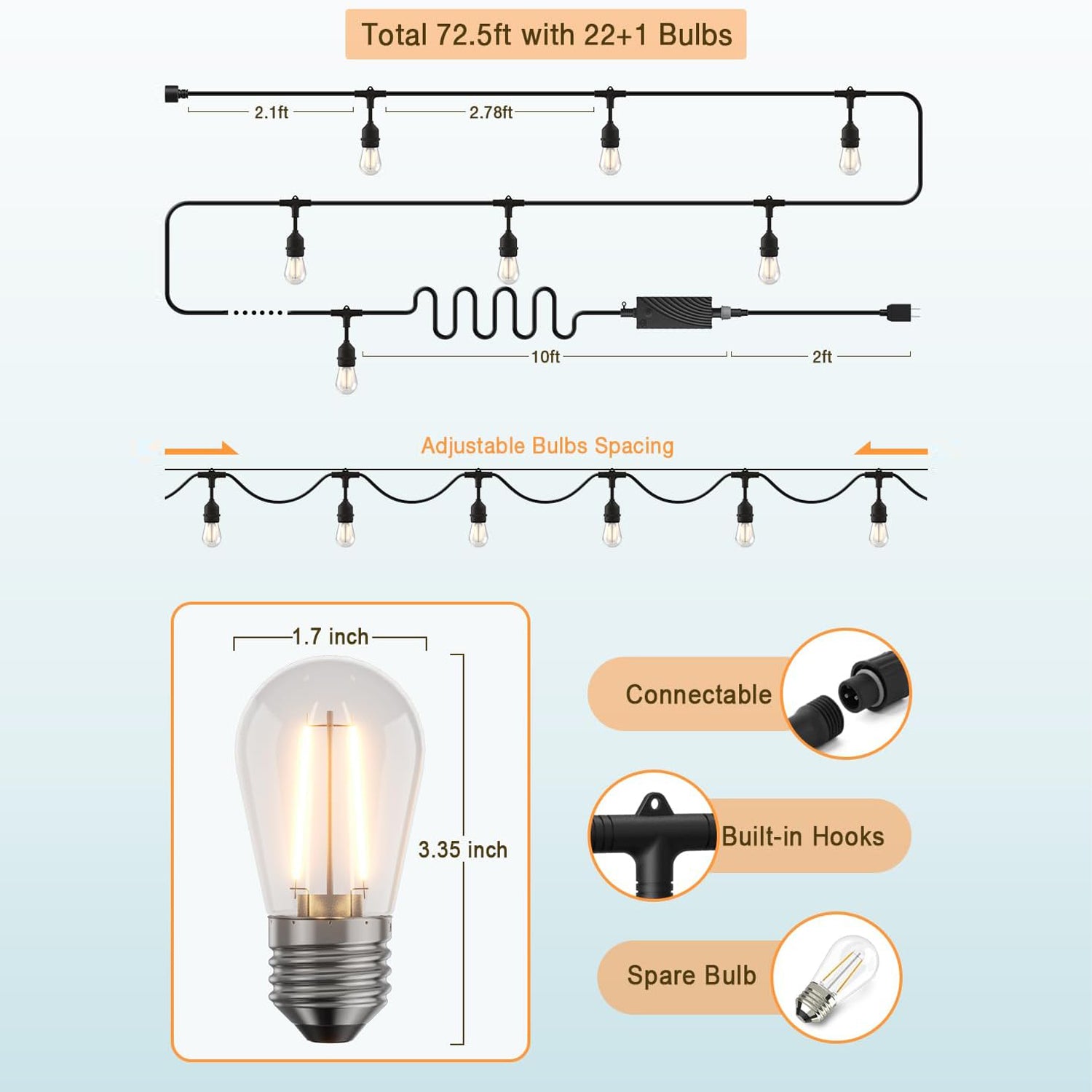 Weatherproof String SL102 Weatherproof Dimmable Smart Outdoor String Lights – Kings Outdoor ...