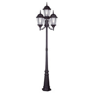 Hamilton Medium Base 4 Light Bulb Socket Outdoor 4 Head Post 24.5" x 95" Cast Aluminum and Clear Water Glass, Bronze Finish 120V for Garden, Exterior Post - 7557-07