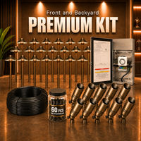 Complete Brass Landscape Lighting Kit: Spotlights, Path Lights, Transformer, Wire & All Required Components
