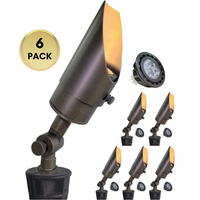 SPBA13 MR16 Brass Spotlight Package with Adjustable Shroud 12V AC/DC Low Voltage Outdoor Lighting with 5W 2700K Warm White Bulb