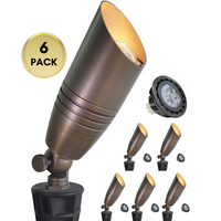 SPBA15 MR16 Brass Spotlight Package 12V AC/DC Low Voltage Outdoor Lighting with 5W 2700K Warm White Bulb