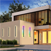 SCH16 2-Pack RGB-IC Tunable White 39.4 Inch LED Rectangular Modern Outdoor Wall Sconce Light Dimmable 120V Line Voltage IP65