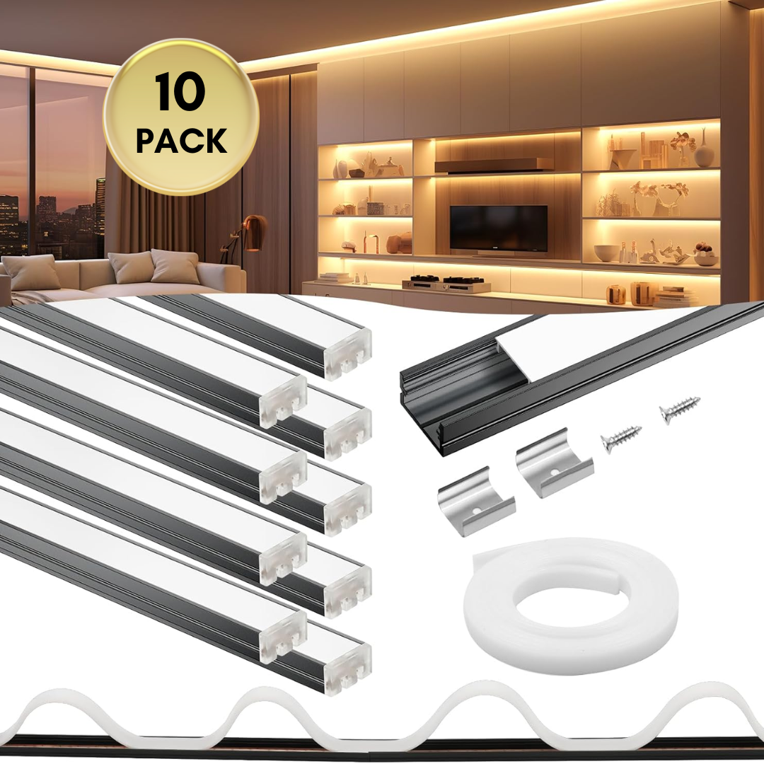 AC10 U-Shaped Aluminum Channel with Plastic or Silicone Diffuser Cover 3.3FT/1M For Max 13mm Width LED Strip Lights Pack of 6/10/20