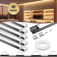 AC10 U-Shaped Aluminum Channel with Plastic or Silicone Diffuser Cover 3.3FT/1M For Max 13mm Width LED Strip Lights Pack of 6/10/20