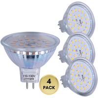 4-Pack MR16 5W 110V-130V GU5.3 LED Bulbs Dimmable Energy Saving Light 120 Degree Beam Angle 120V Line Voltage