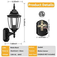 Outdoor Landscape Lighting LED 12V Low Voltage SCH14 2-Pack Classic Motion Sensor and Dusk to Dawn Outdoor Aluminum Wall Sconce Light Package 6