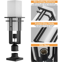 CPLA08 Outdoor Aluminum Post Mounted Lantern Pendant Light Post for Pole Lighting Porch Patio Pier With 3