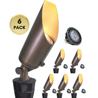 SPBA14 MR16 Brass Spotlight Package with Adjustable Shroud 12V AC/DC Low Voltage Outdoor Lighting with 5W 2700K Warm White Bulb