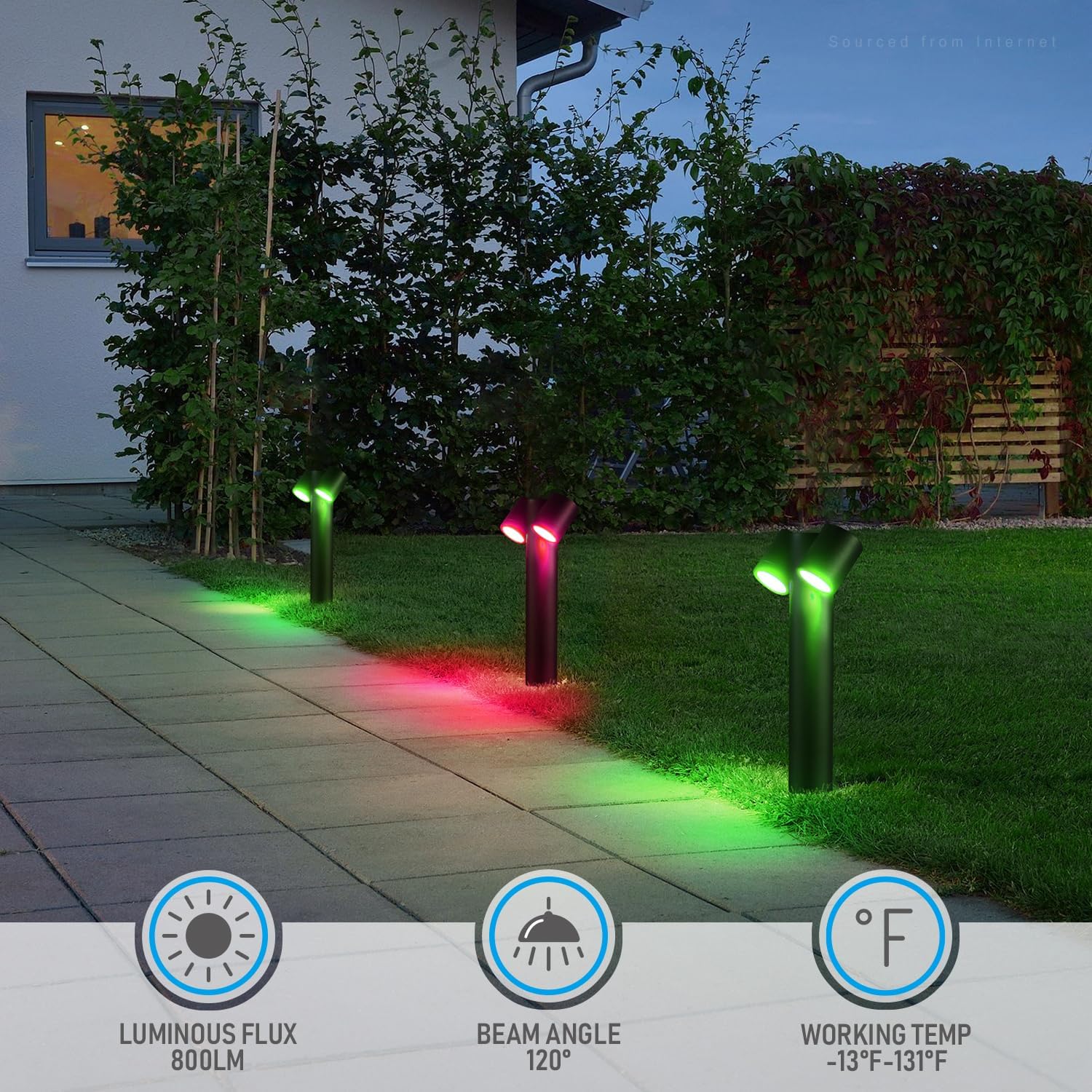 Led Garden Path 4-Pack of RGBCW Bluetooth Smart LED Path Lights | Durable Walk Way Lights