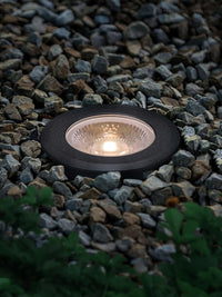 UNAL04 Essential Black Aluminum Round Surface Mount Up Lighting Integrated 3000K LED In-Ground Well Light Low Voltage Landscape Lighting