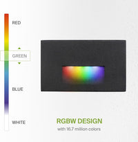 Outdoor Landscape Lighting LED 12V Low Voltage STRA07 6-Pack Line Voltage 120V 3W Wi-Fi RGBCW Color Changing 2700K-6500K Rectangular Waterproof Horizontal LED Stairs Step Light Fixture Package
