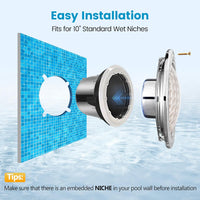 PL35 12V AC LED Stainless Steel Pool Light Jacuzzi Spa 6500K Cool White 3000LM Low Voltage Pool Light