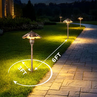 Outdoor Landscape Lighting LED 12V Low Voltage ALP04 4- and 6-Pack 12V Low Voltage 5W 200LM 2900K Warm White LED Landscape Lighting, Oil-Rubbed Bronze Umbrella Pathway Light Package, Die-Cast Aluminum, IP65 Waterproof