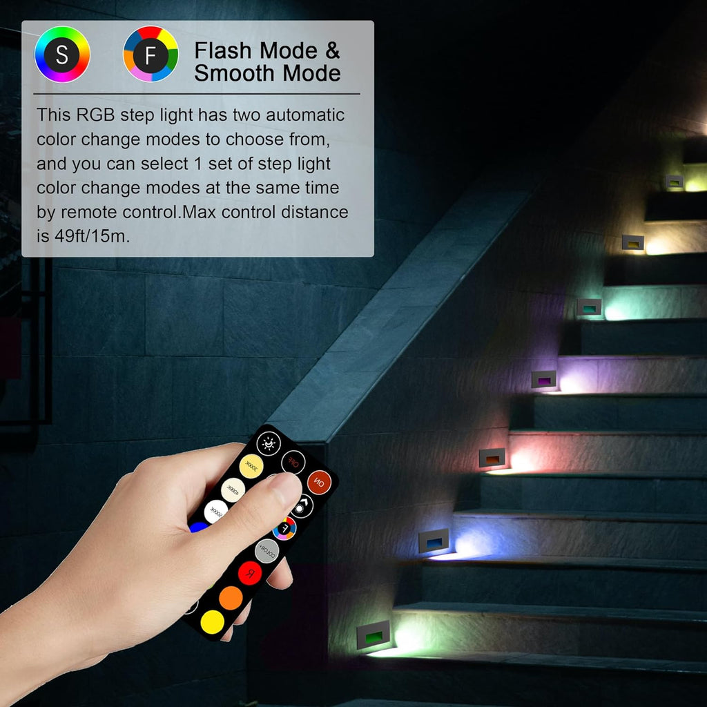 6-Pack of STRA06 RGBW Low Voltage Step Lights | Outdoor Step Lights