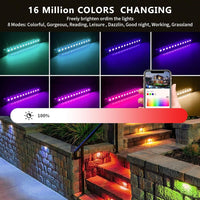 ELRA01 8-Pack 7 Inch 2.8W RGBCW App Controlled LED Retaining Wall Lights, Hardscape Color Changing 12V Low Voltage Landscape Lights
