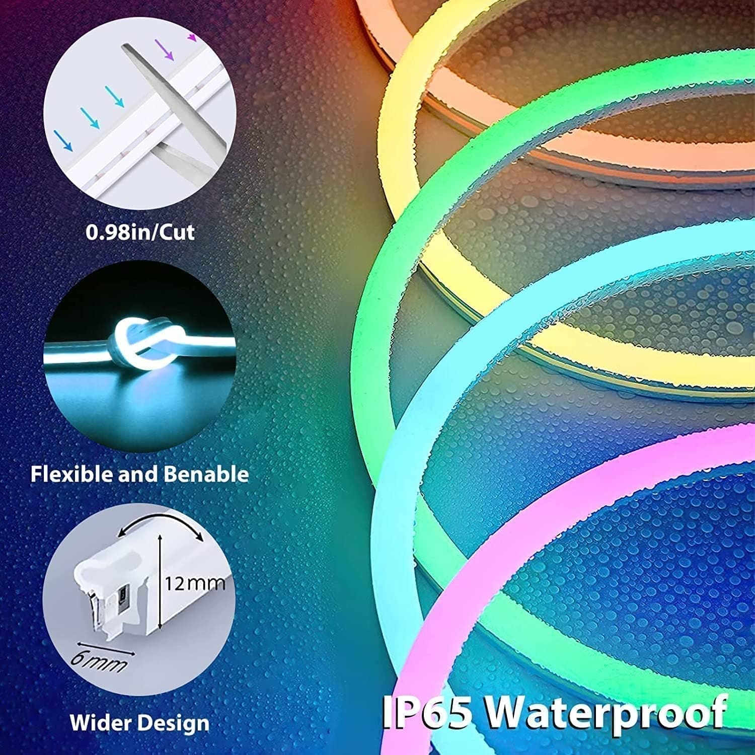 SLNR05 Dotless COB Smart Bluetooth RGB Neon LED Strip Light 8mmx12mm D