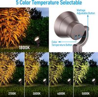 ALS03 Paquete de 8 luces LED para paisajes, ajustable 2W-12W Bajo voltaje 12V Iluminación direccional para exteriores