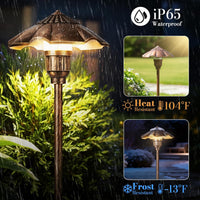 Outdoor Landscape Lighting LED 12V Low Voltage ALP04 4- and 6-Pack 12V Low Voltage 5W 200LM 2900K Warm White LED Landscape Lighting, Oil-Rubbed Bronze Umbrella Pathway Light Package, Die-Cast Aluminum, IP65 Waterproof