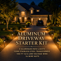 Complete Aluminum Driveway and Walkway Lighting Kit: Path Lights, Transformer, Wire & All Required Components