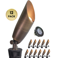 SPBA19 MR16 Natural Brass Spotlight Package 12V AC/DC Low Voltage Outdoor Lighting with 5W 2700K Warm White Bulb