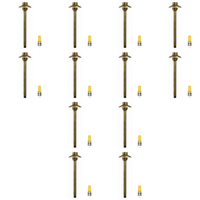 Outdoor Landscape Lighting LED 12V Low Voltage PLB30 4x/8x/12x Package Outdoor Garden Mushroom Pathway Light | 12V Low Voltage Brass Path Light with G4 3W 3000K Bulb Natural Brass 12 Pack