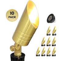 SPBA18 MR16 Golden Brass Spotlight Package 12V AC/DC Low Voltage Outdoor Lighting with 5W 2700K Warm White Bulb