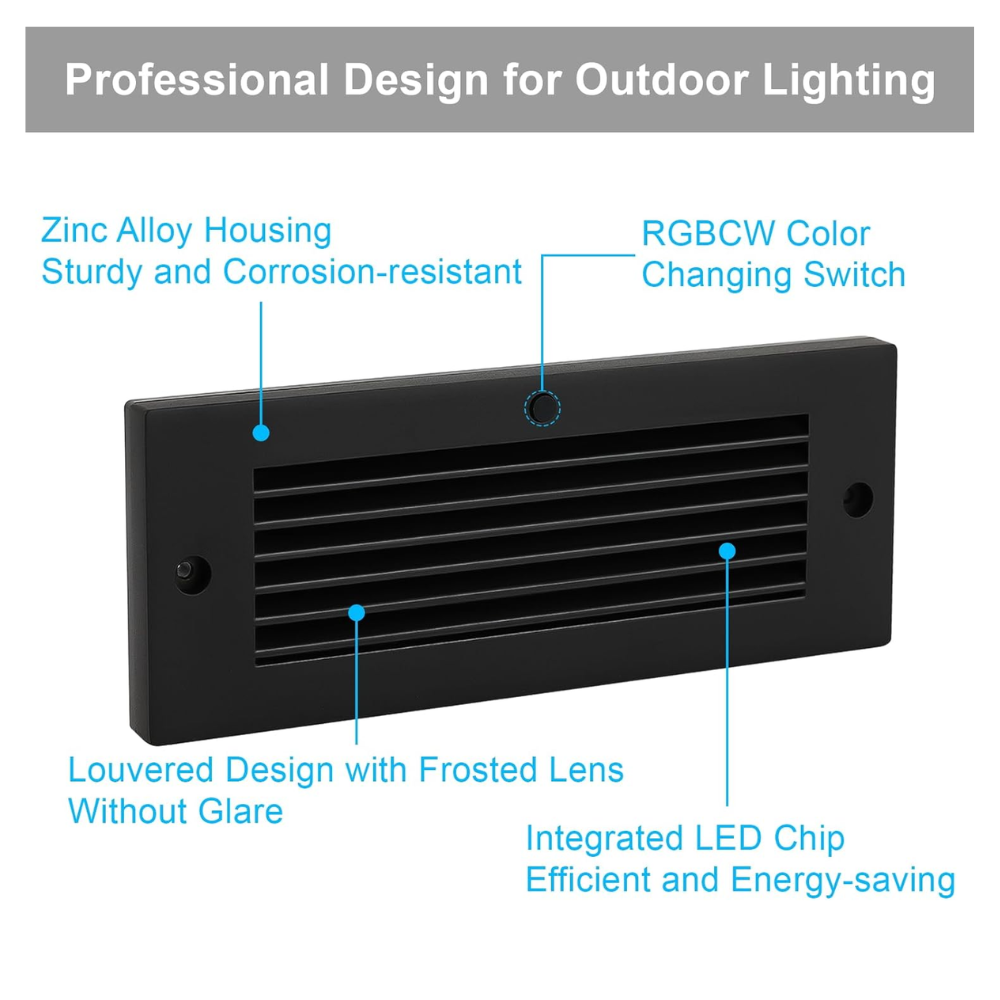 STLA02 RGBCW Low Voltage Grilled Step Lights Package | Outdoor Deck Lights