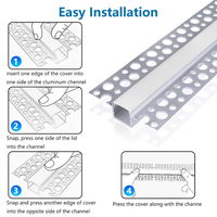 Outdoor Landscape Lighting LED 12V Low Voltage AC04 Plaster-In Drywall Trimless Track Aluminum Channel 3.3FT/1M For Max 13mm LED Strip Lights Pack of 6