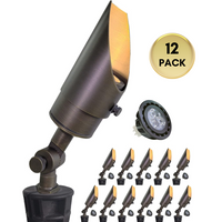 SPBA13 MR16 Brass Spotlight Package with Adjustable Shroud 12V AC/DC Low Voltage Outdoor Lighting with 5W 2700K Warm White Bulb