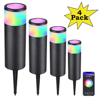 ALPR09 4-Pack RGBW Bluetooth Smart LED Landscape Pathway Lights Package, 4.5W Low Voltage 12V Bollard Outdoor Landscape Lighting